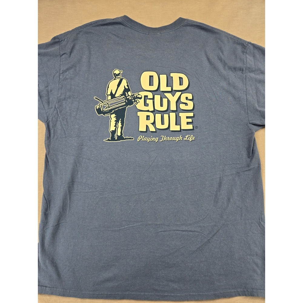 Old Guys Rule Mens XL Blue Golf Graphic T-Shirt Playing Through Life Cotton Tee - Picture 7 of 8